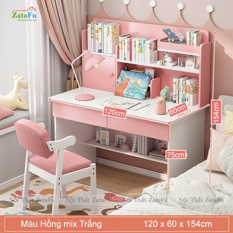 Bàn Học Gỗ Công Nghiệp Kết Hợp Kệ Sách Xinh Xắn Cho Bé BLV- 93