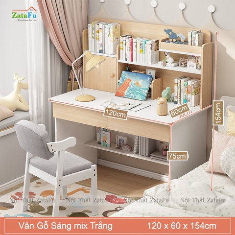Bàn Học Gỗ Công Nghiệp Kết Hợp Kệ Sách Xinh Xắn Cho Bé BLV- 93