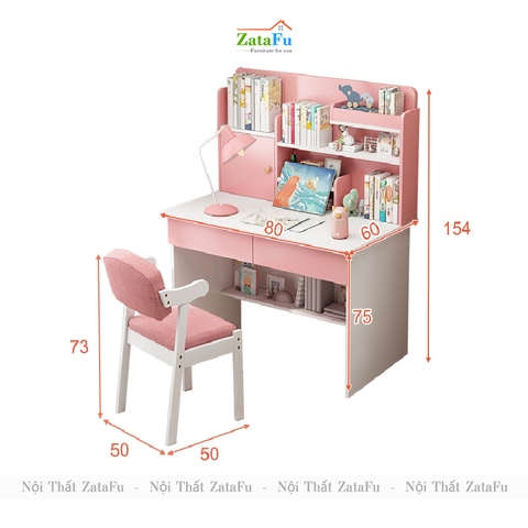 Bàn Học Gỗ Công Nghiệp Kết Hợp Kệ Sách Xinh Xắn Cho Bé BLV- 93