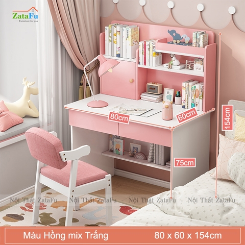 Bàn Học Gỗ Công Nghiệp Kết Hợp Kệ Sách Xinh Xắn Cho Bé BLV- 93