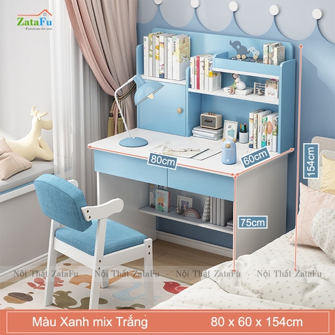 Bàn Học Gỗ Công Nghiệp Kết Hợp Kệ Sách Xinh Xắn Cho Bé BLV- 93