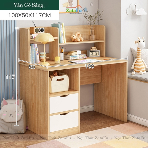 Bàn Học Cho Bé Có Kệ Sách Gỗ MDF Dày 17mm BLV-34