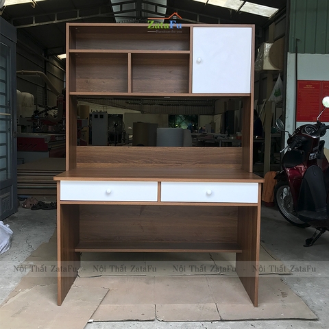 Bàn làm việc vi tính lắp ráp có kệ sách BLV-23