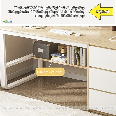 Bàn Học Sinh 3 Ngăn Kéo Kết Hợp Chân Kim Loại Sơn Tĩnh Điện Và Kệ Sách Tiện Dụng BLV-144 ZataFu