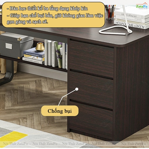 Bàn Học Bàn Làm Việc 3 Ngăn Kéo Chân Sắt Sơn Tĩnh Điện BLV-145 zatafu