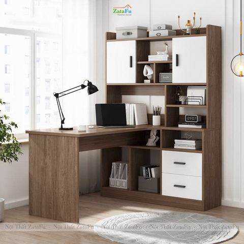 Bàn Làm Việc Chữ L Nhiều Ngăn Kết Hợp Tủ Sách Hiện Đại BLV-146 ZataFu