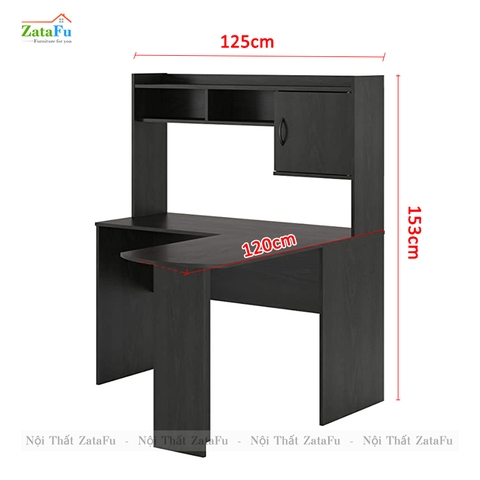 Bàn học bàn làm việc chữ L liền kệ BLV-55