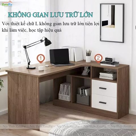 Bàn Làm Việc Chữ L Góc Tường Kết Hợp Hộc Tủ Hiện Đại BLV-149 ZataFu