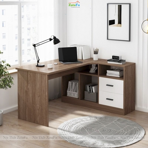 Bàn Làm Việc Chữ L Góc Tường Kết Hợp Hộc Tủ Hiện Đại BLV-149 ZataFu