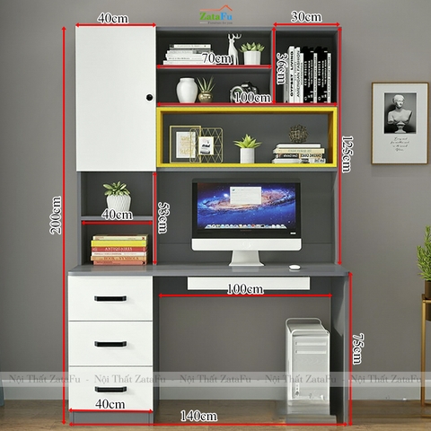 Bàn Làm Việc Gỗ Công Nghiệp MDF Có Ngăn Kéo Bàn Phím Hiện Đại BLV-157 ZataFu