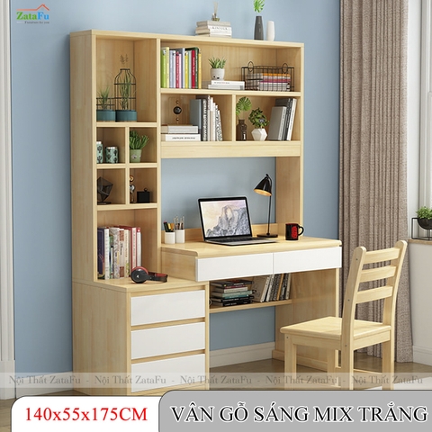 Bàn Học Bàn Làm Việc Liền Kệ Sách Gỗ MDF Hiện Đại BLV-151 ZataFu