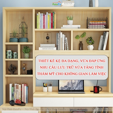 Bàn Học Bàn Làm Việc Liền Kệ Sách Gỗ MDF Hiện Đại BLV-151 ZataFu