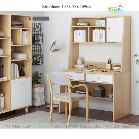 Bàn làm việc vi tính lắp ráp có kệ sách BLV-23