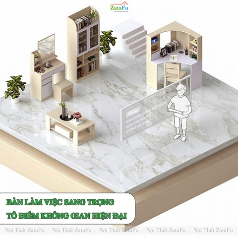 Bàn Làm Việc Bàn Học Góc Tường Nhiều Ngăn Gỗ MDF BLV-150 ZataFu