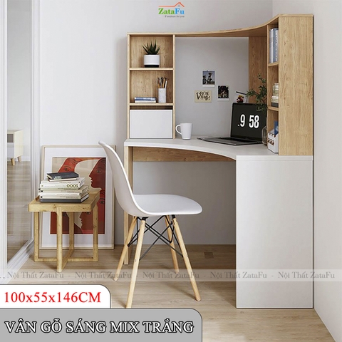Bàn Làm Việc Bàn Học Góc Tường Nhiều Ngăn Gỗ MDF BLV-150 ZataFu