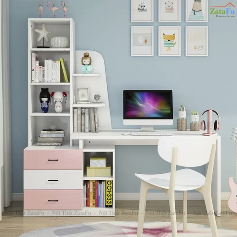 Bàn Làm Việc Thiết Kế Hình Cánh Buồm Kết Hợp Thêm Kệ BLV-126