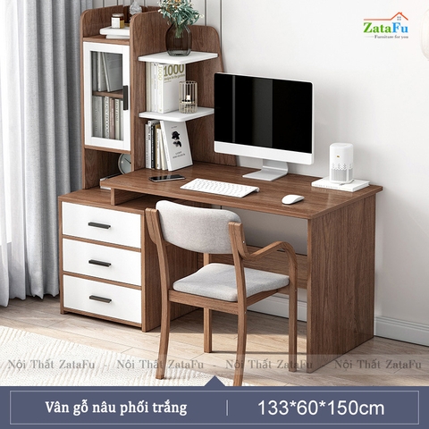 Bàn học bàn làm việc liền kệ sách độc đáo BLV-60