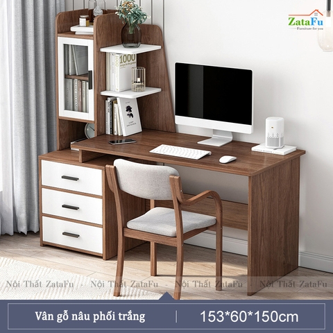 Bàn học bàn làm việc liền kệ sách độc đáo BLV-60