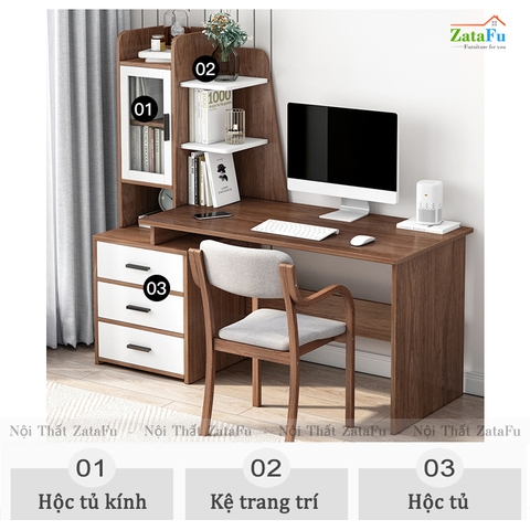 Bàn học bàn làm việc liền kệ sách độc đáo BLV-60