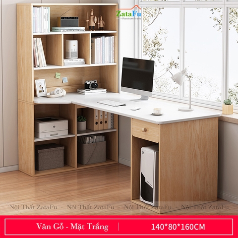 Bàn làm việc kèm kệ sách cao cấp BLV-31