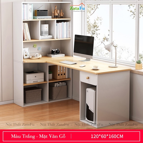 Bàn làm việc kèm kệ sách cao cấp BLV-31