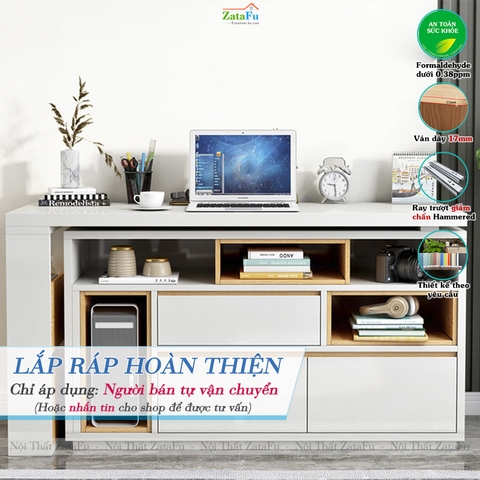 Bàn Làm Việc Chữ L Kèm Tủ Tùy Chỉnh Có Thể Xoay Ngang BLV-158 ZataFu