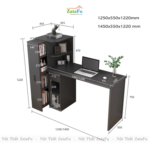 Bàn học bàn làm việc tích hợp kệ sách kéo BLV-61