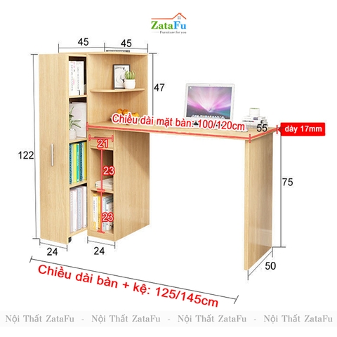 Bàn học bàn làm việc tích hợp kệ sách kéo BLV-61