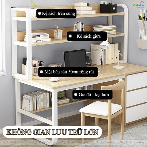 Bàn Học Bàn Làm Việc Gỗ MDF Kết Hợp Khung Sắt Sơn Tĩnh Điện BLV-153 ZataFu