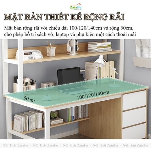 Bàn Học Bàn Làm Việc Gỗ MDF Kết Hợp Khung Sắt Sơn Tĩnh Điện BLV-153 ZataFu
