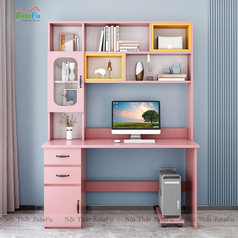 Bàn học bàn làm việc liền kệ nhiều màu BLV-59