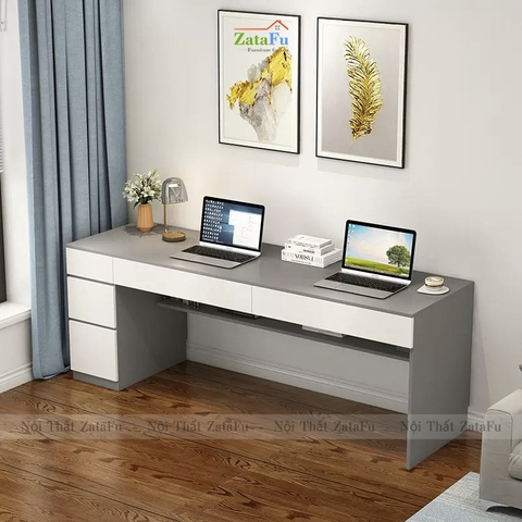 Bàn Học Đôi 2 Người Ngồi Có Nhiều Ngăn Kéo Ván MDF Dày 17mm BLV-102 ZataFu