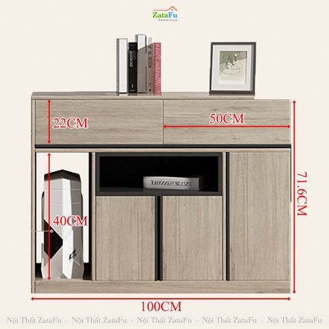 Bàn Làm Việc Gỗ Xếp Gọn Kèm Tủ Hồ Sơ Tùy Chỉnh BLV-159 ZataFu