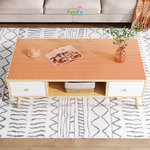 Bàn sofa chân gỗ với 4 hộc tủ kéo thiết kế đơn giản BSF-09