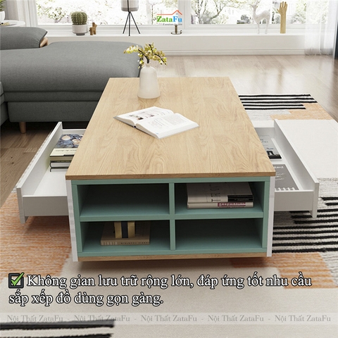 Bàn Trà Sofa Phòng Khách Hiện Đại Gỗ MDF Xanh Chống Ẩm BSF-38 ZataFu