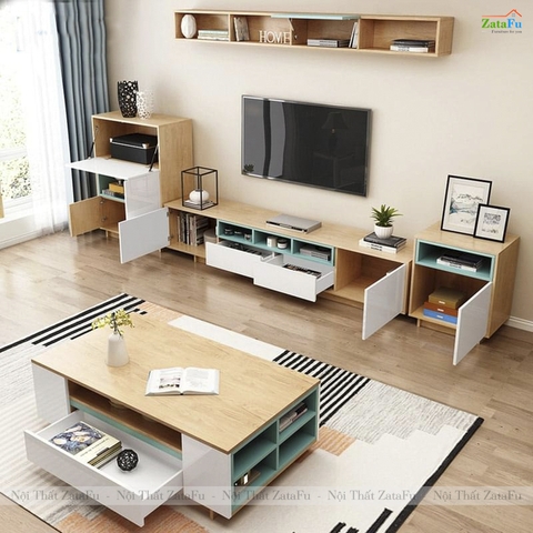 Bàn Trà Sofa Phòng Khách Hiện Đại Gỗ MDF Xanh Chống Ẩm BSF-38 ZataFu