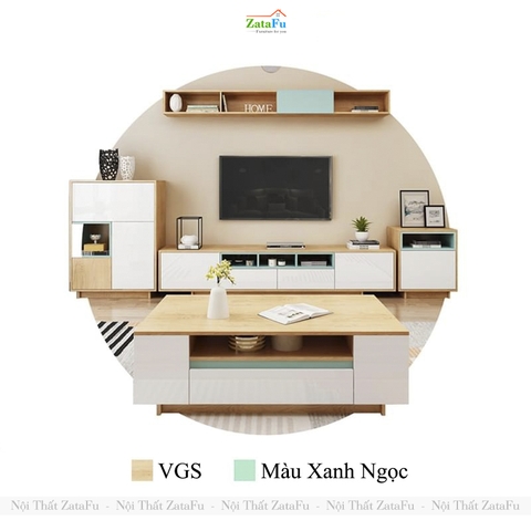 Bàn Trà Sofa Phòng Khách Hiện Đại Gỗ MDF Xanh Chống Ẩm BSF-38 ZataFu