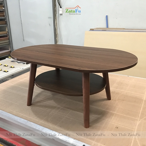Bàn trà sofa 2 tầng hình trứng chân gỗ thiết kế đơn giản BSF-07