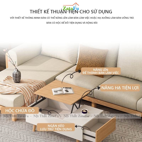 Bàn Trà Sofa Phòng Khách Gấp Gọn Đa Năng BSF-34 ZataFu