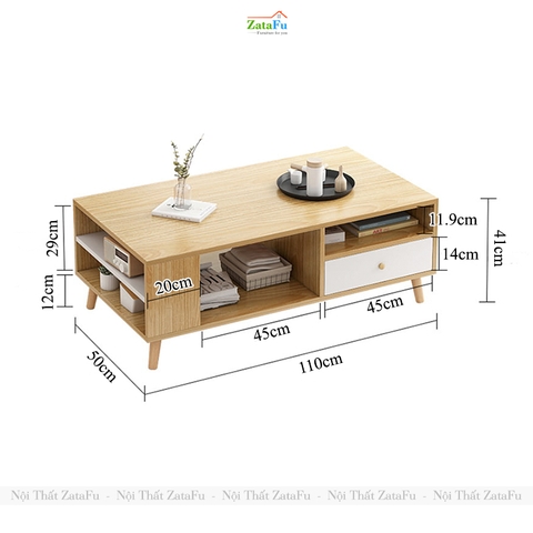 Bàn Trà Sofa Phòng Khách Chân Gỗ Thiết Kế Hiện Đại BSF-35 ZataFu