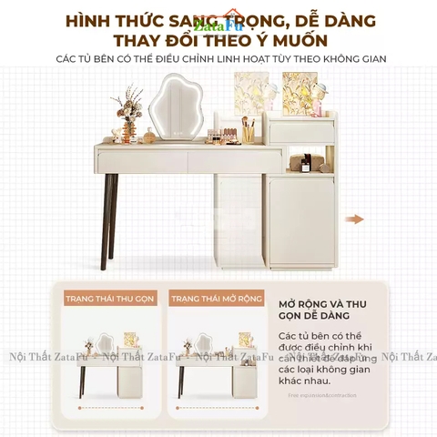 Bàn Trang Điểm Chân Gỗ Tự Nhiên Có Thể Tùy Chỉnh Kích Thước BTD-36 ZataFu