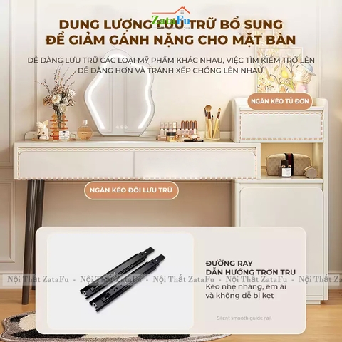 Bàn Trang Điểm Chân Gỗ Tự Nhiên Có Thể Tùy Chỉnh Kích Thước BTD-36 ZataFu