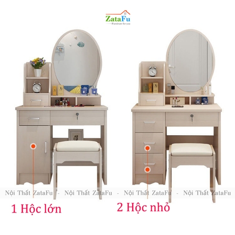 Bàn trang điểm gương bầu dục kèm hộc tủ BTD-08