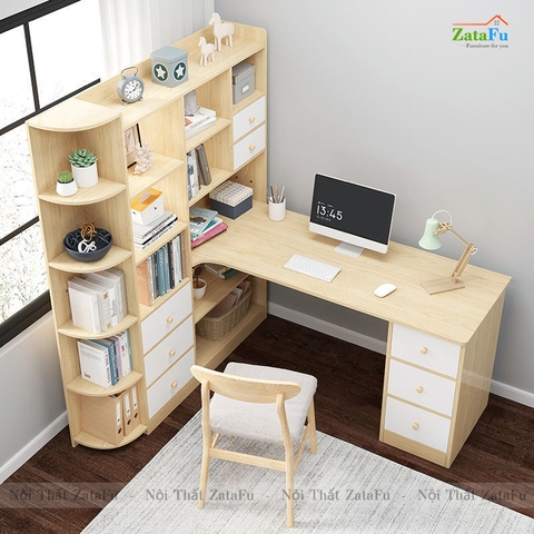 Bàn làm việc, bàn vi tính đi liền kệ sách BLV-52