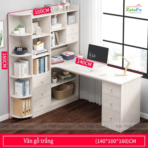 Bàn làm việc, bàn vi tính đi liền kệ sách BLV-52
