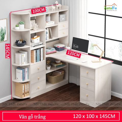 Bàn làm việc, bàn vi tính đi liền kệ sách BLV-52