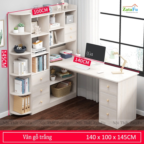 Bàn làm việc, bàn vi tính đi liền kệ sách BLV-52