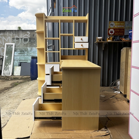 Bàn làm việc, bàn vi tính đi liền kệ sách BLV-52