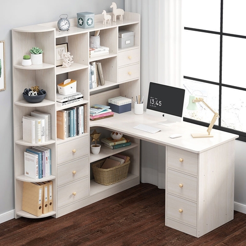 Bàn làm việc, bàn vi tính đi liền kệ sách BLV-52