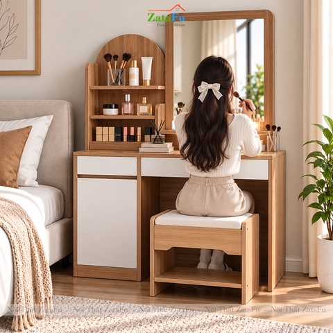 Bàn Trang Điểm Thiết Kế Đơn Giản Phong Cách Bắc Âu Có Kèm Ghế BTD-32 ZataFu
